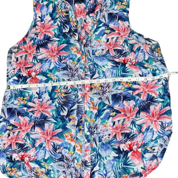 H&M Women's Drop Shoulder Hawaiian Floral Print Button Up Collared Top Medium - Picture 4 of 6